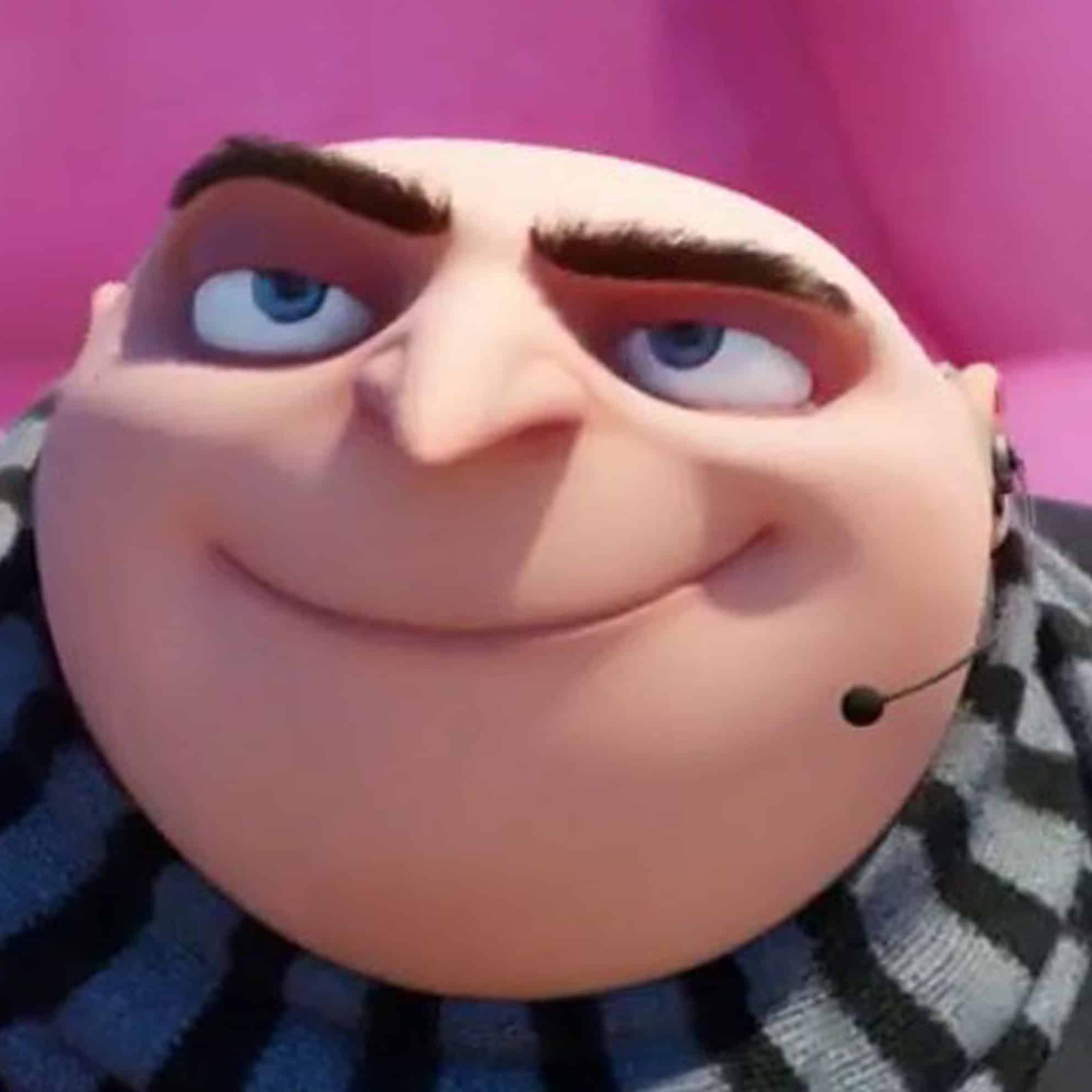 The animated character, part of The Print 4 Team, sports a bald head and a striped scarf paired with a mischievous smile while wearing a headset.
