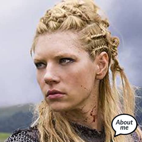 A person with braided hair, wearing warrior attire emblazoned with The Print 4 Team logo, has a determined expression and a speech bubble saying About me.